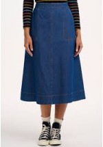 Sugarhill Boutique Joanna Midi Skirt (Deep Blue Denim) AW25